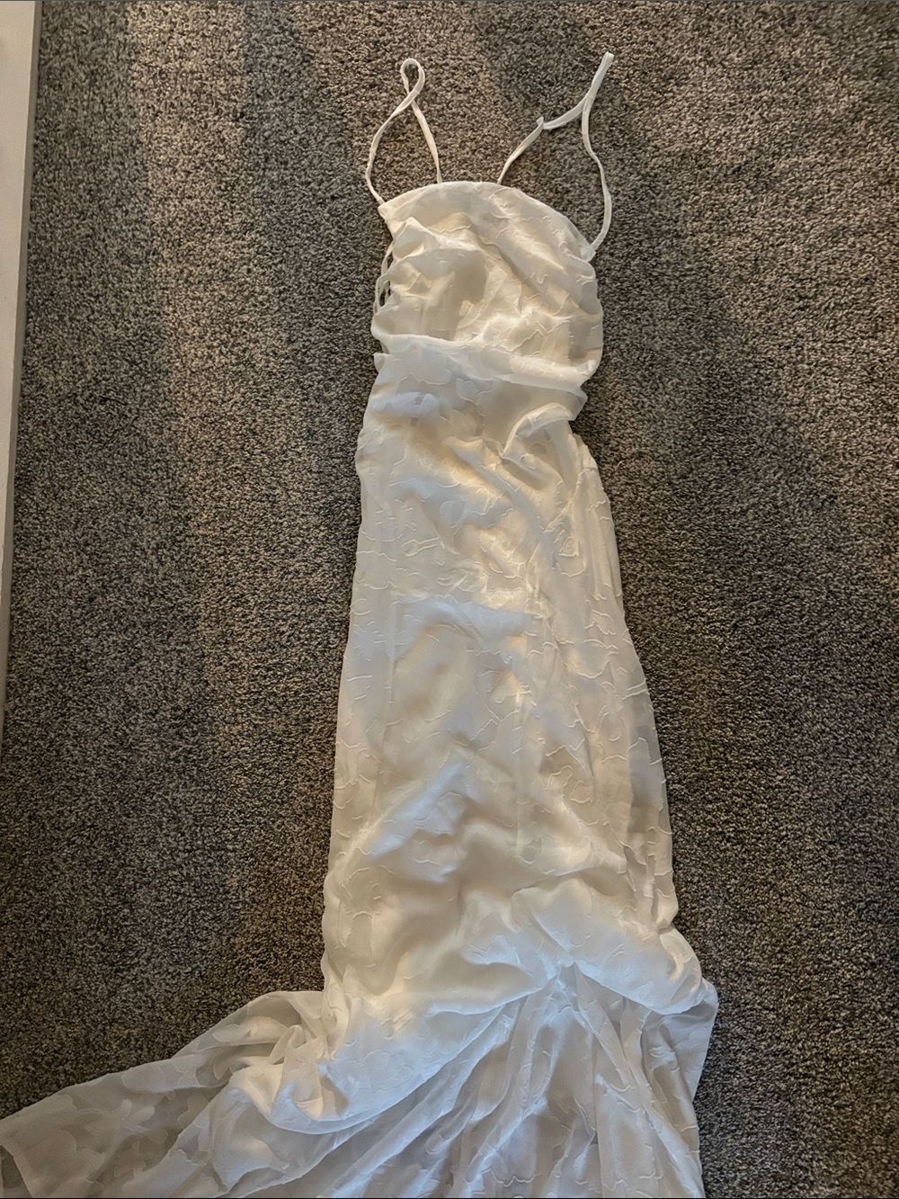 White Spaghetti Strap Embroidered Maxi Dress